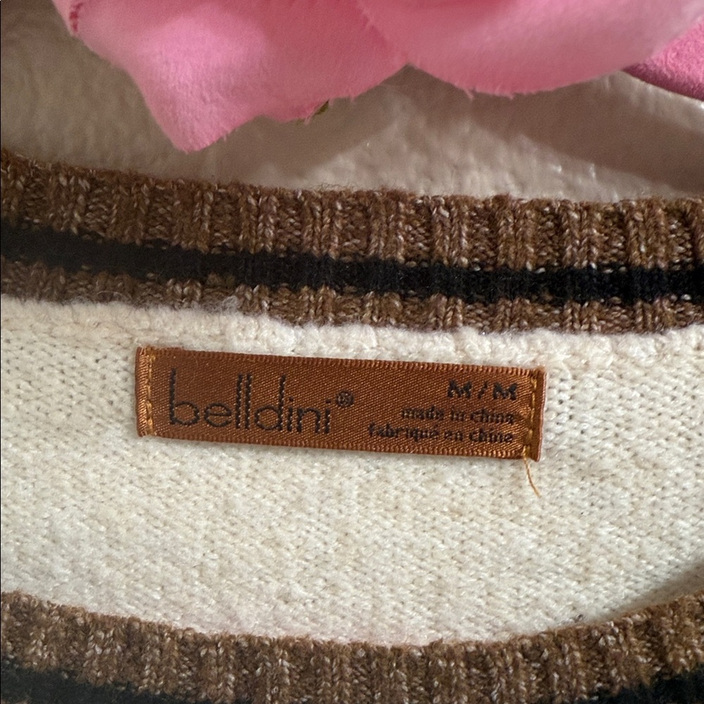 Belldini Cream and Brown Horse Design Sweater - Picture 5 of 6